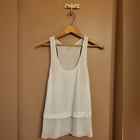 Wilfred. 100% Silk Tiered Racerback Tank. Pale aqua. Medium - Picture 2 of 5